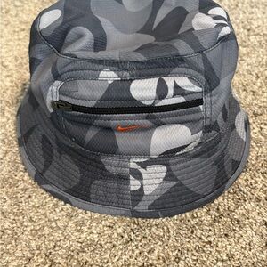 Nike Gray Camo Bucket Hat with Orange Logo